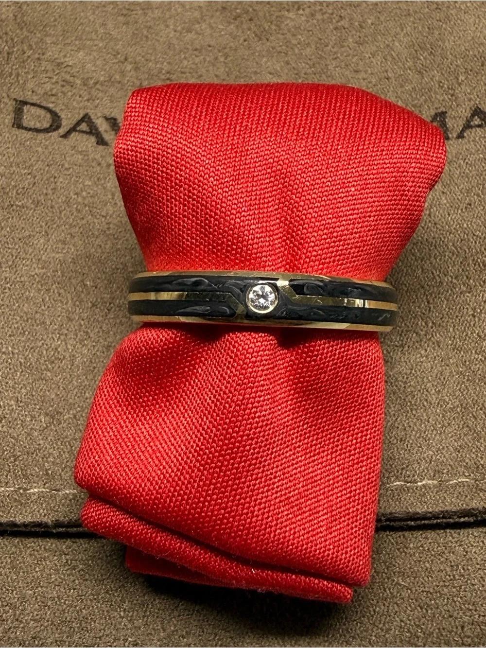 Forged Carbon Band 18k Gold Ring Size 11
